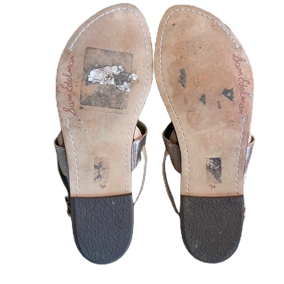 Sz9.5 Sam Edelman Cream/Copper Leather 2 strap with adj ankle strap EUC - Picture 10 of 13